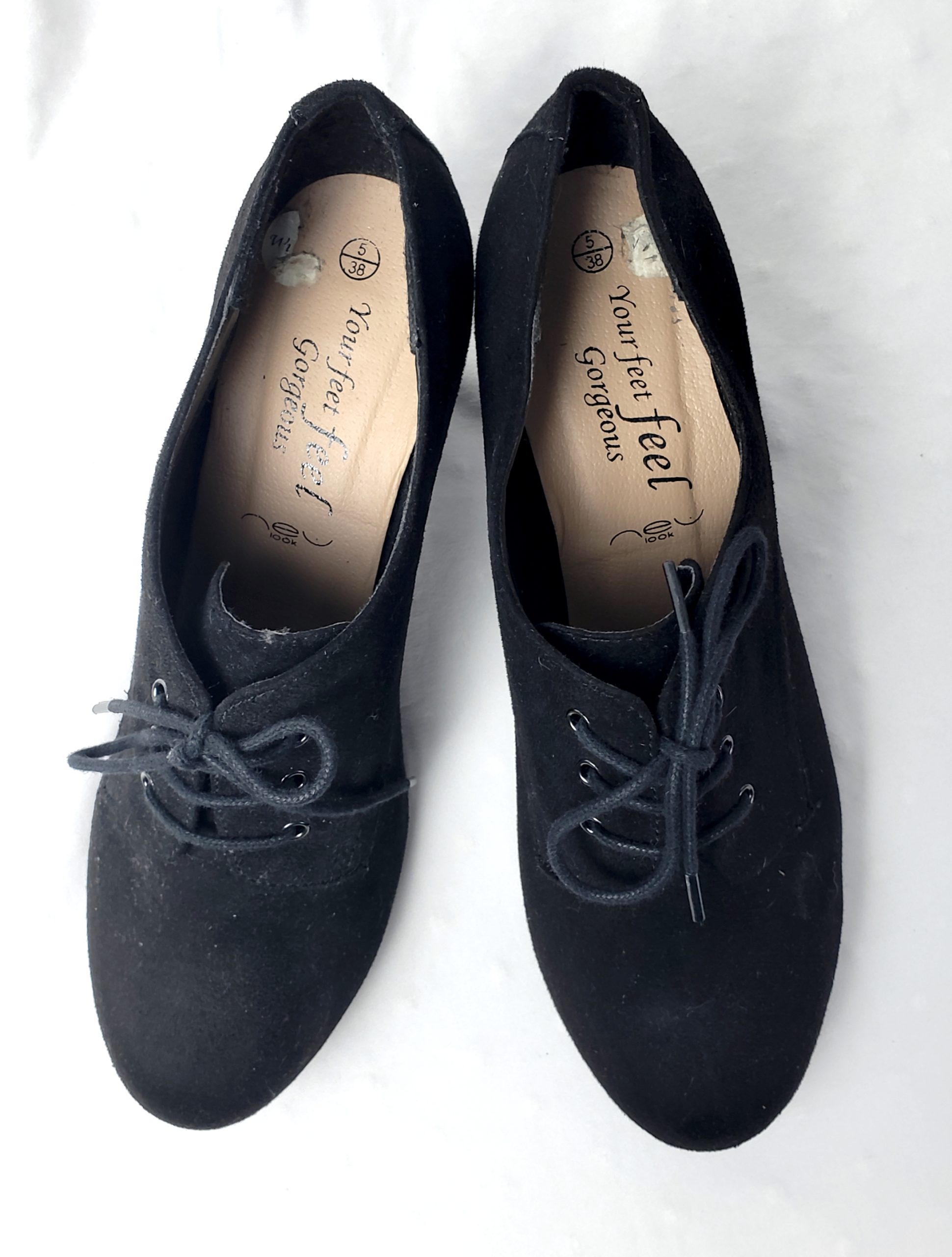 Чорні черевики з каблуком 8 см розмір 38 - штучна замша, весна-літо-осінь 5 Чорні черевики з каблуком 8 см розмір 38 - штучна замша, весна-літо-осінь - Зображення 5