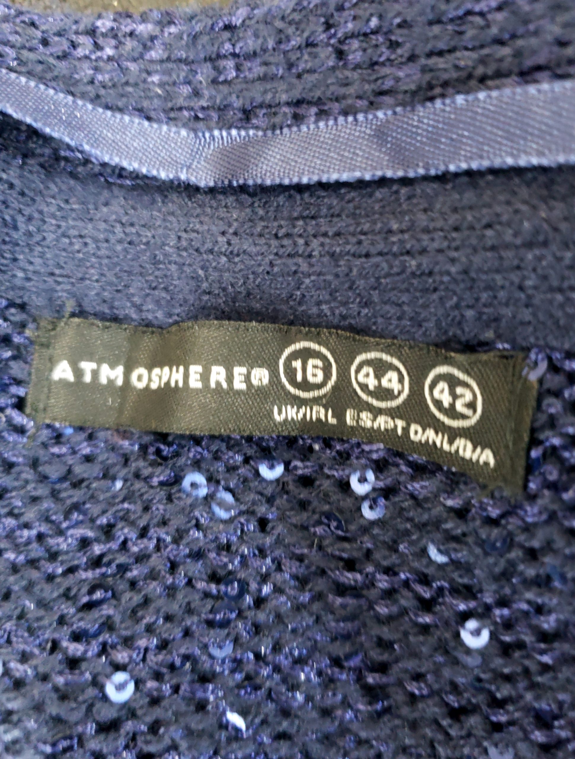 Синій жіночий кардиган з паєтками ATMOSPHERE - елегантний в'язаний кардиган розмір 44 8 Синій жіночий кардиган з паєтками ATMOSPHERE - елегантний в'язаний кардиган розмір 44 - Зображення 8