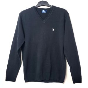 Темно-синій чоловічий пуловер з V-подібним вирізом - якісний акриловий светр розмір L