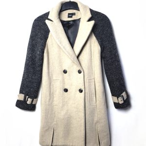 Стильне двобортне пальто ASOS - елегантний тренч бежево-синій колір, модний винтажний стиль