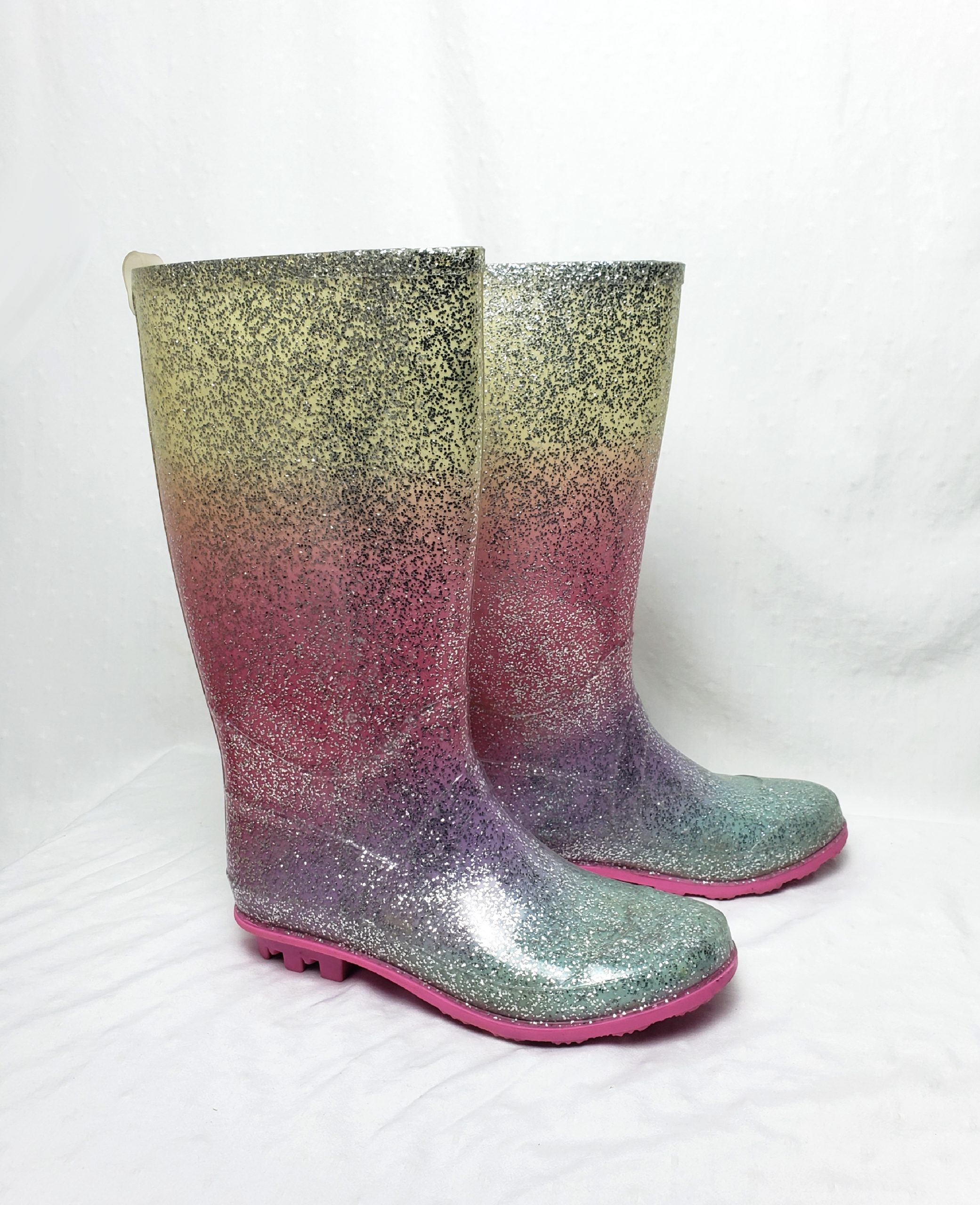 Стильні веселкові гумові чоботи - модний багатокольоровий дизайн з блискітками 35/36 1 Стильні веселкові гумові чоботи - модний багатокольоровий дизайн з блискітками 35/36