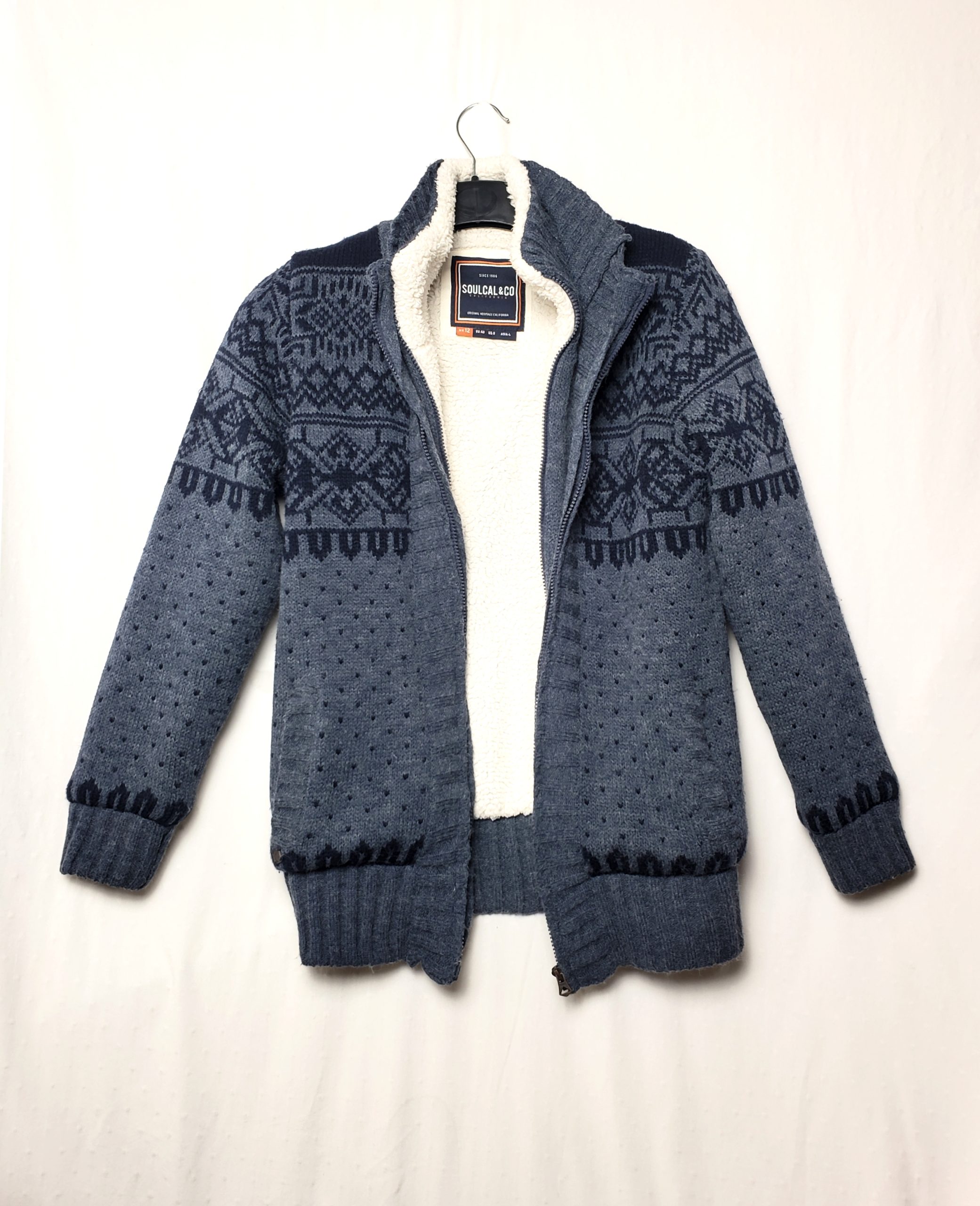 Синій в'язаний кардиган SoulCal з норвезьким орнаментом - зимовий одяг для повсякденного носіння 1 Синій в'язаний кардиган SoulCal з норвезьким орнаментом - зимовий одяг для повсякденного носіння