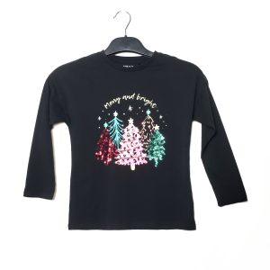 Стильна чорна кофтинка Next з паєтками - модний святковий лонгслів для дівчинки 8 років