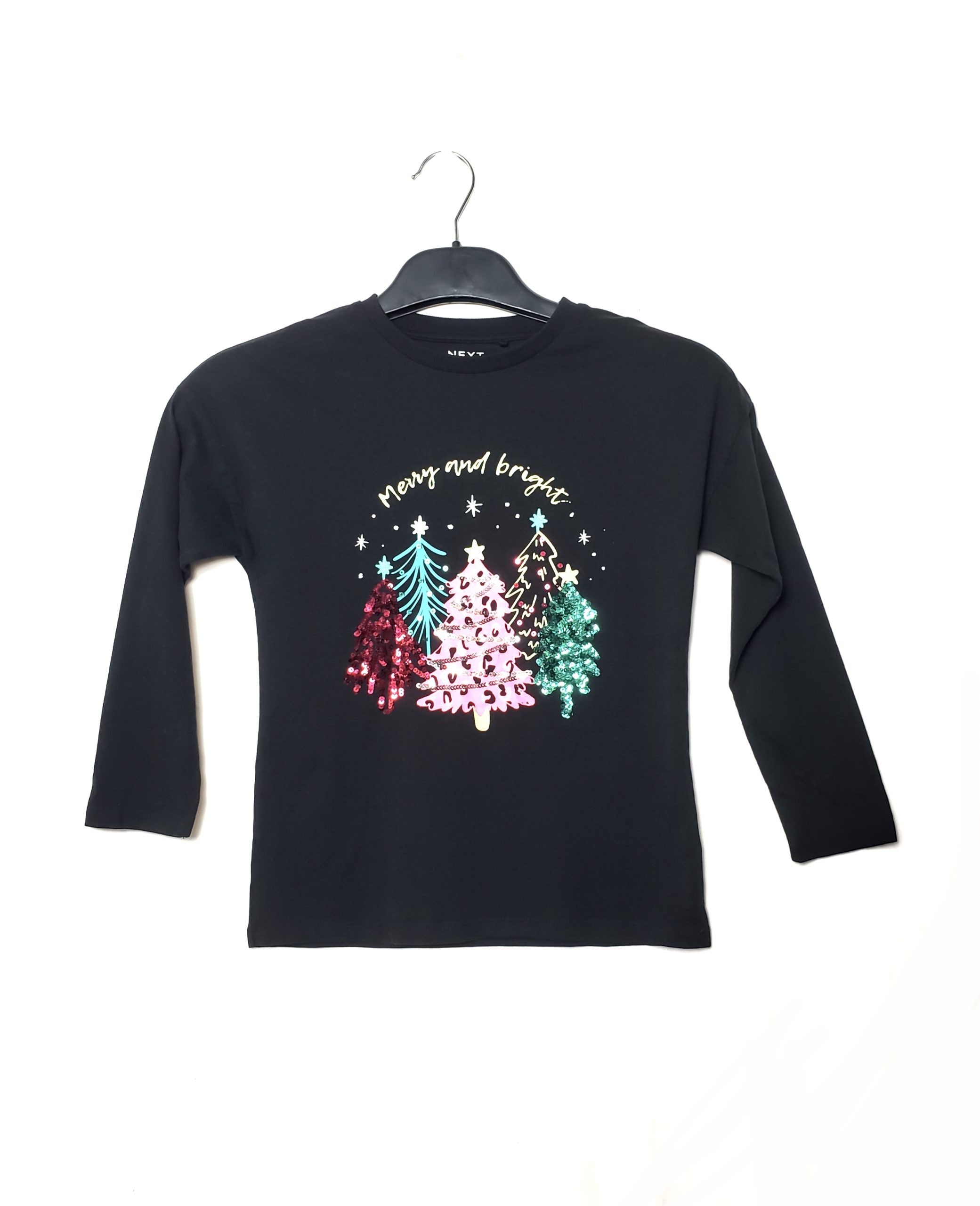 Стильна чорна кофтинка Next з паєтками - модний святковий лонгслів для дівчинки 8 років 1 Стильна чорна кофтинка Next з паєтками - модний святковий лонгслів для дівчинки 8 років