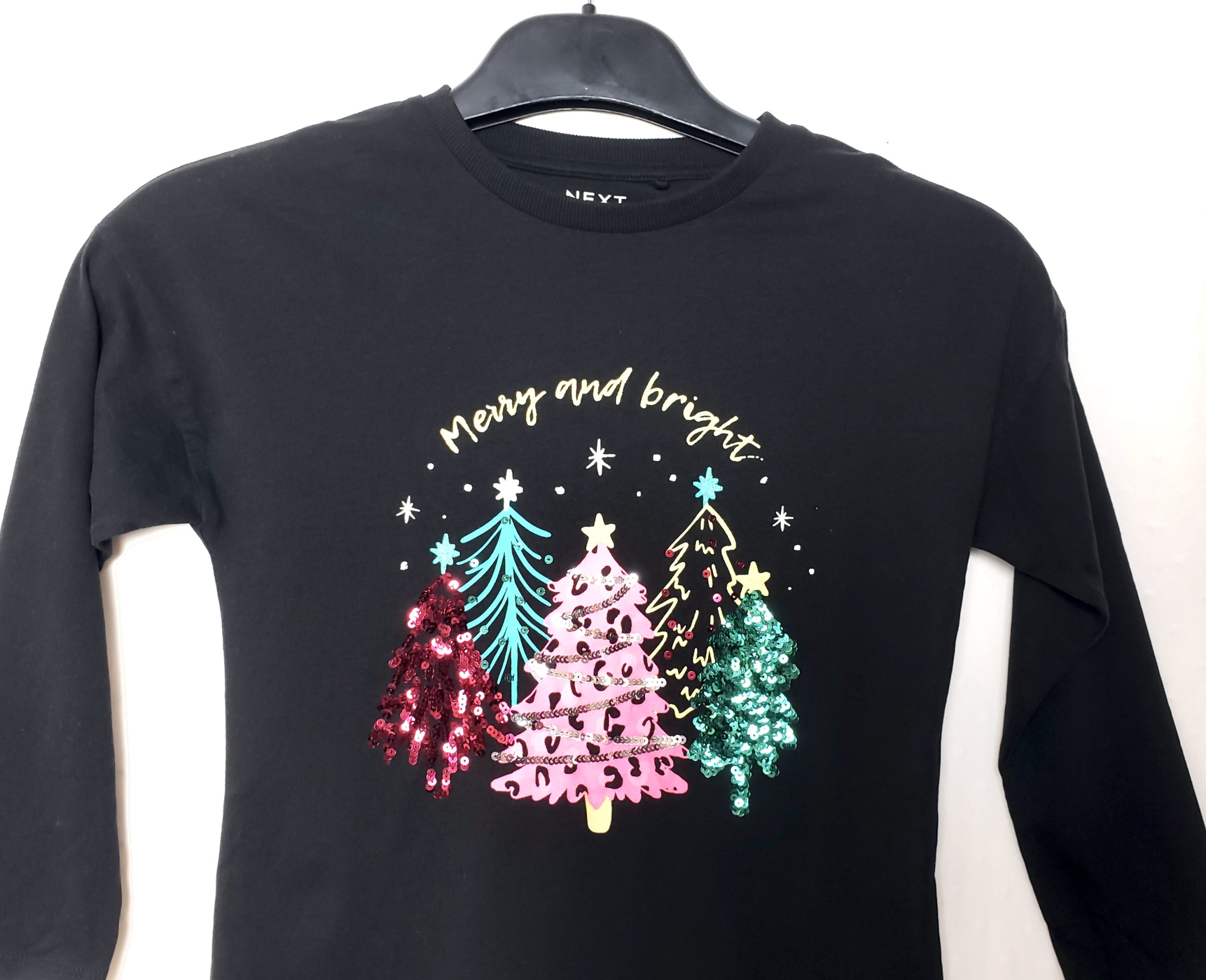 Стильна чорна кофтинка Next з паєтками - модний святковий лонгслів для дівчинки 8 років 3 Стильна чорна кофтинка Next з паєтками - модний святковий лонгслів для дівчинки 8 років - Зображення 3