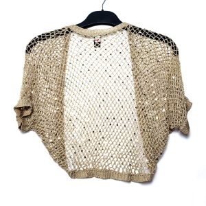 Золотий в'язаний кардиган Next з віскози - жіночий одяг з короткими рукавами