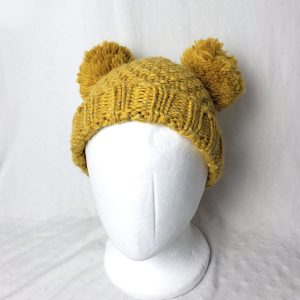 Жовта в'язана шапка з помпонами для дітей 1-3 роки Mini Club - тепла дитяча шапочка
