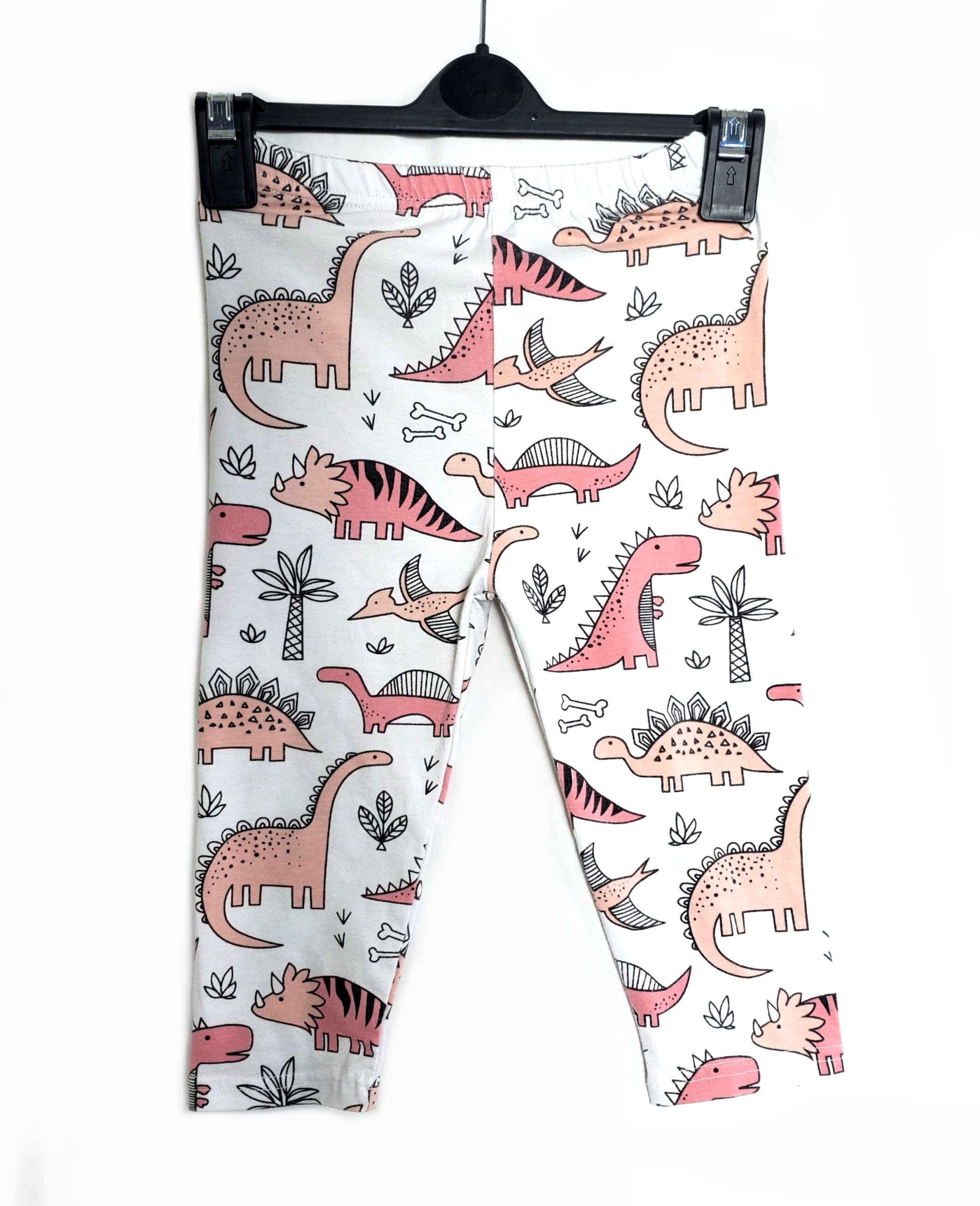 Дитячі легінси з принтом динозаврів 5-6 років - білі бавовняні лосини для дівчинки 110-116 см 1 Дитячі легінси з принтом динозаврів 5-6 років - білі бавовняні лосини для дівчинки 110-116 см