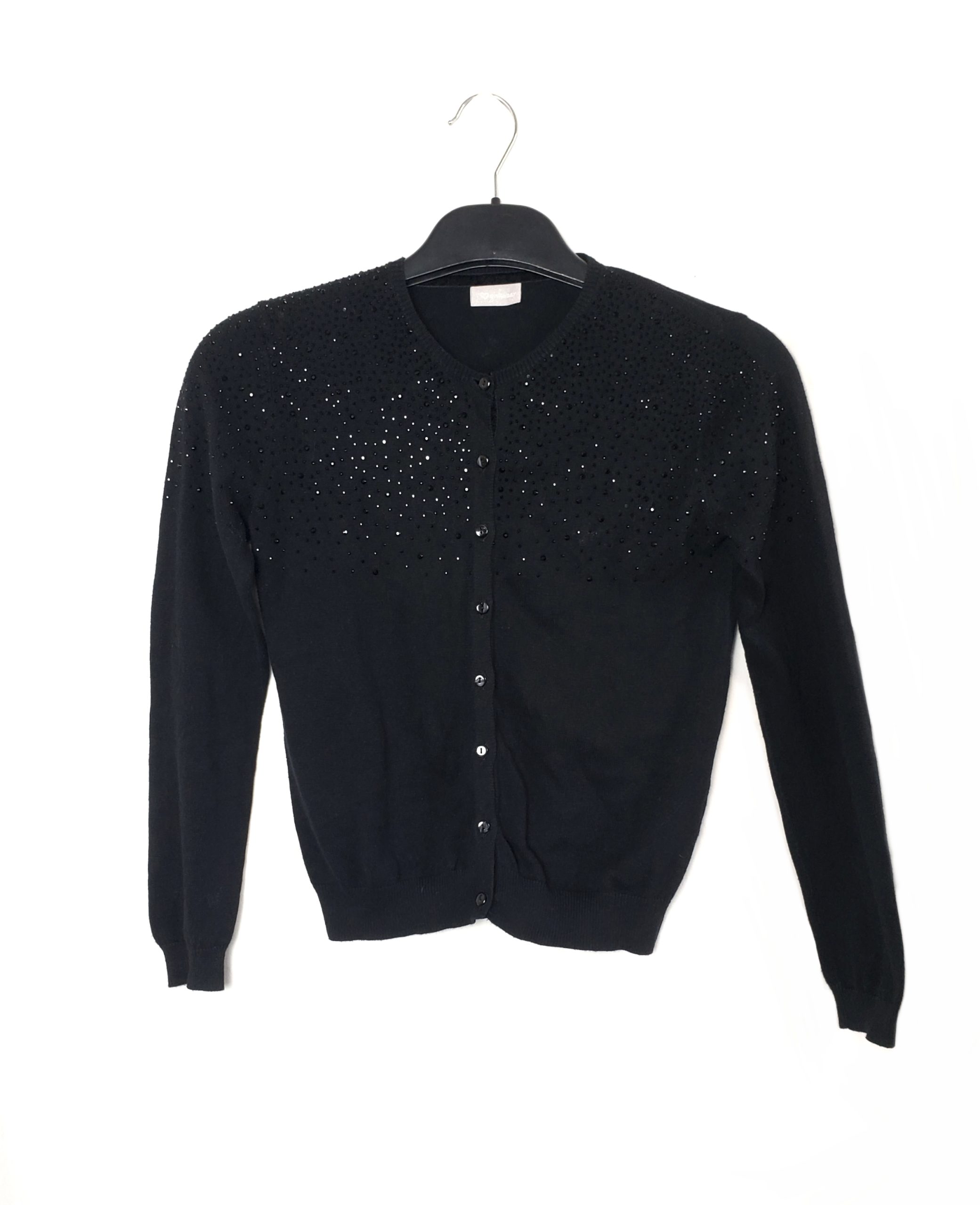 Стильний чорний кардиган з блискітками для дівчинки 12 років - елегантний трендовий одяг 1 Стильний чорний кардиган з блискітками для дівчинки 12 років - елегантний трендовий одяг