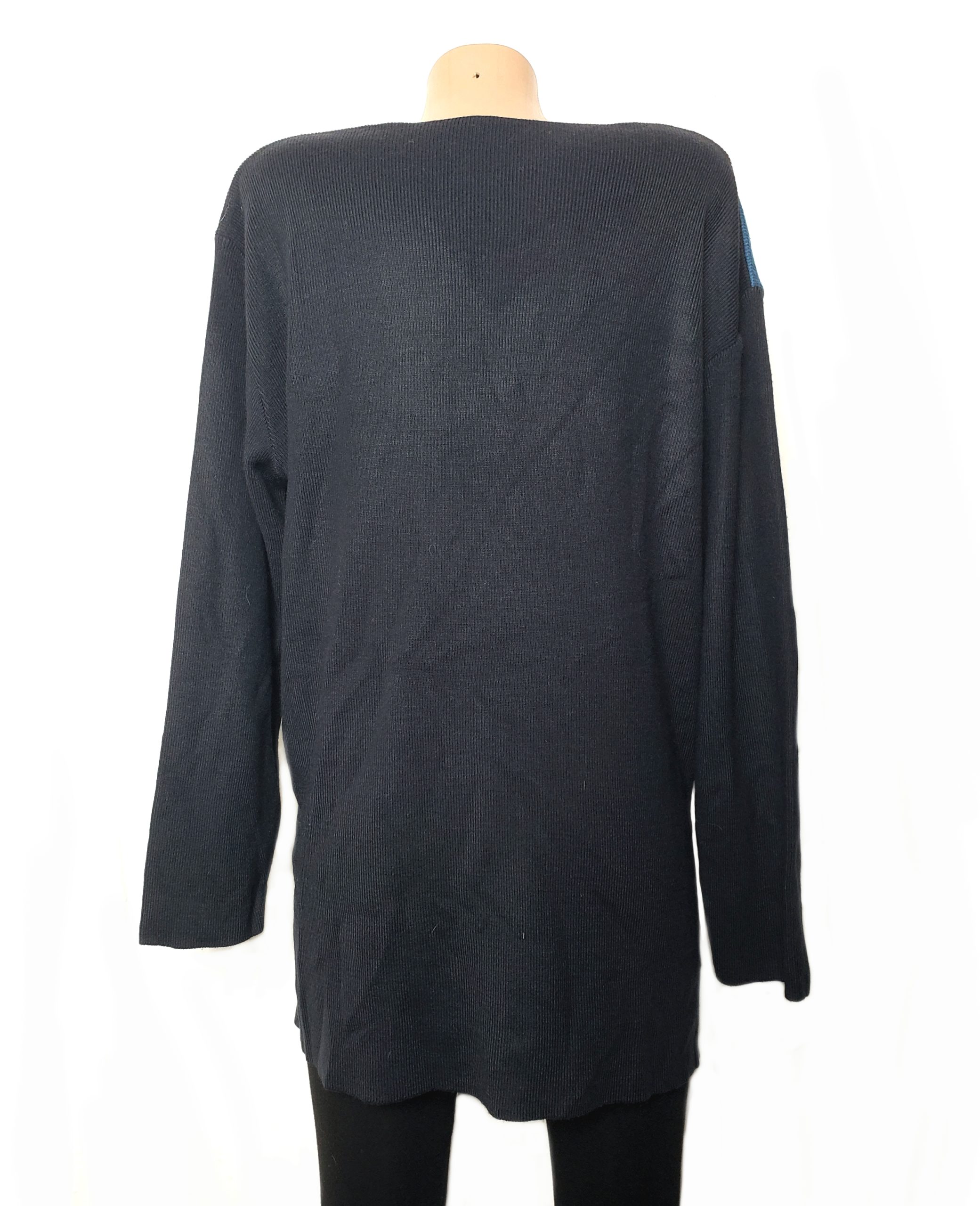 Стильний акриловий светр Marks & Spencer з геометричним принтом - синій жіночий пуловер 2 Стильний акриловий светр Marks & Spencer з геометричним принтом - синій жіночий пуловер - Зображення 2