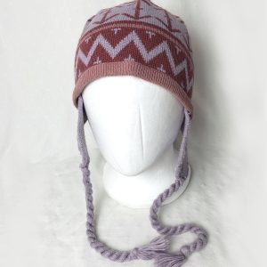 Зимова шапка з вушками рожева акрилова - тепла шапка для холодної погоди осінь зима