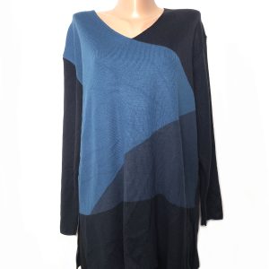 Стильний акриловий светр Marks & Spencer з геометричним принтом - синій жіночий пуловер