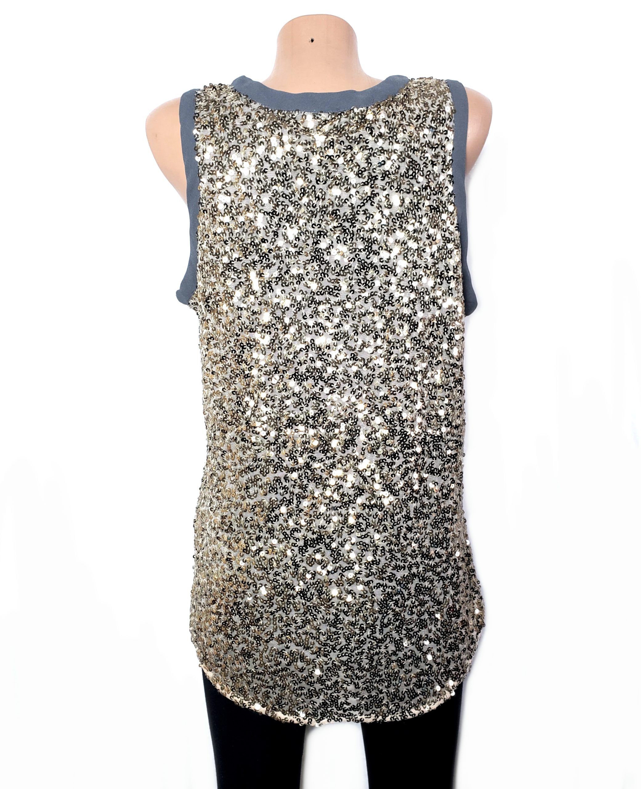 Святкова майка з паєтками сіро-золота 2 Святкова майка з паєтками сіро-золота - Зображення 2