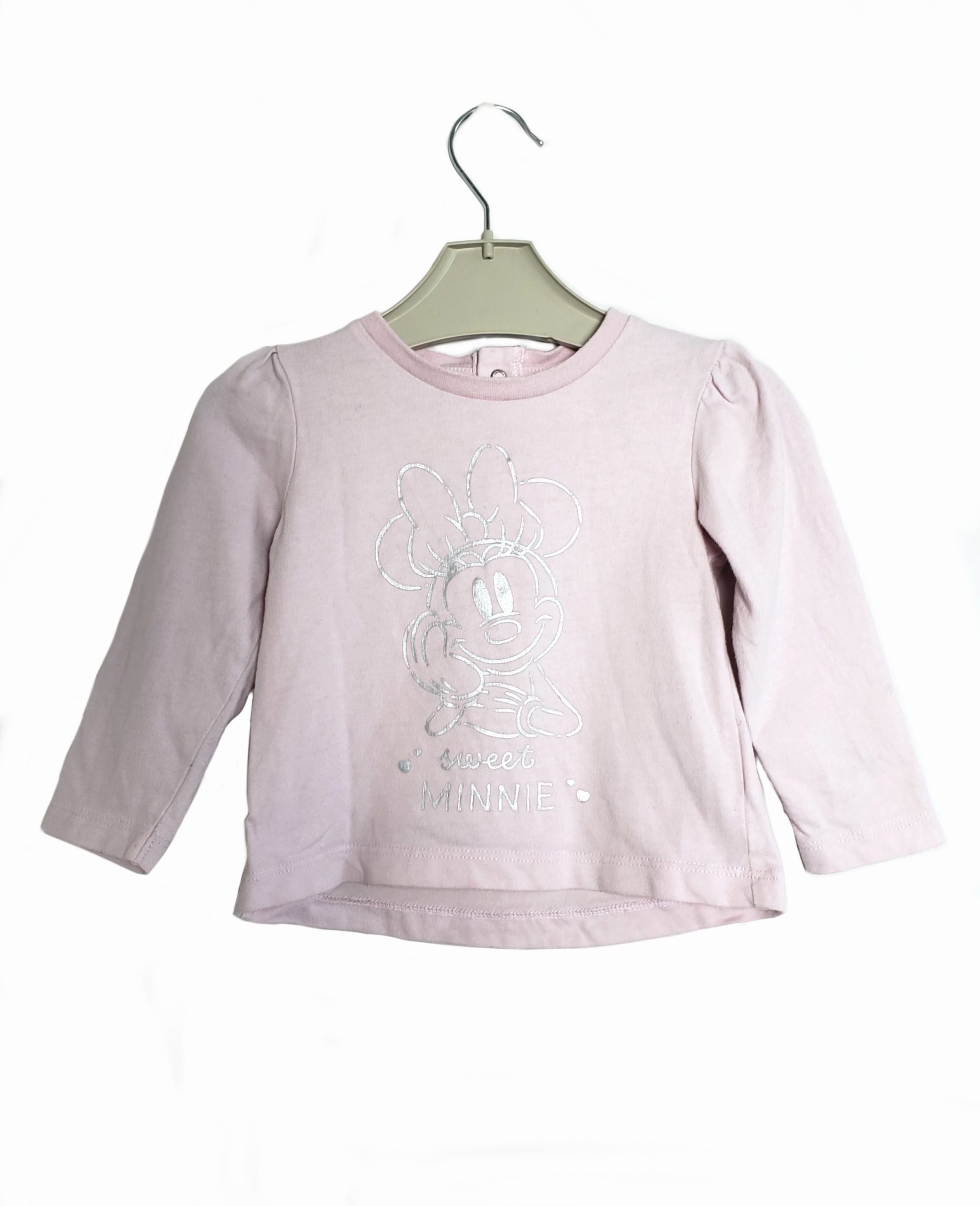 Рожева кофтинка Disney Baby з Мінні Маус для дівчинки 9-12 місяців - бавовняний лонгслів 1 Рожева кофтинка Disney Baby з Мінні Маус для дівчинки 9-12 місяців - бавовняний лонгслів