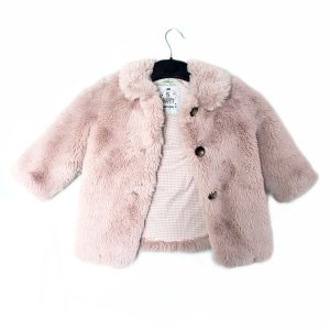 Стильне рожеве хутряне пальто для дівчинки 3-4 роки бренд F&F
