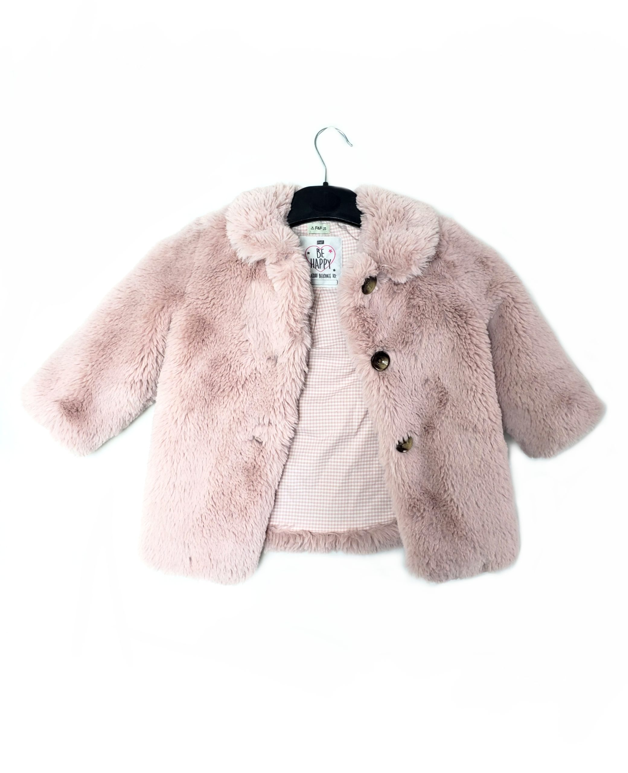 Стильне рожеве хутряне пальто для дівчинки 3-4 роки бренд F&F 1 Стильне рожеве хутряне пальто для дівчинки 3-4 роки бренд F&F