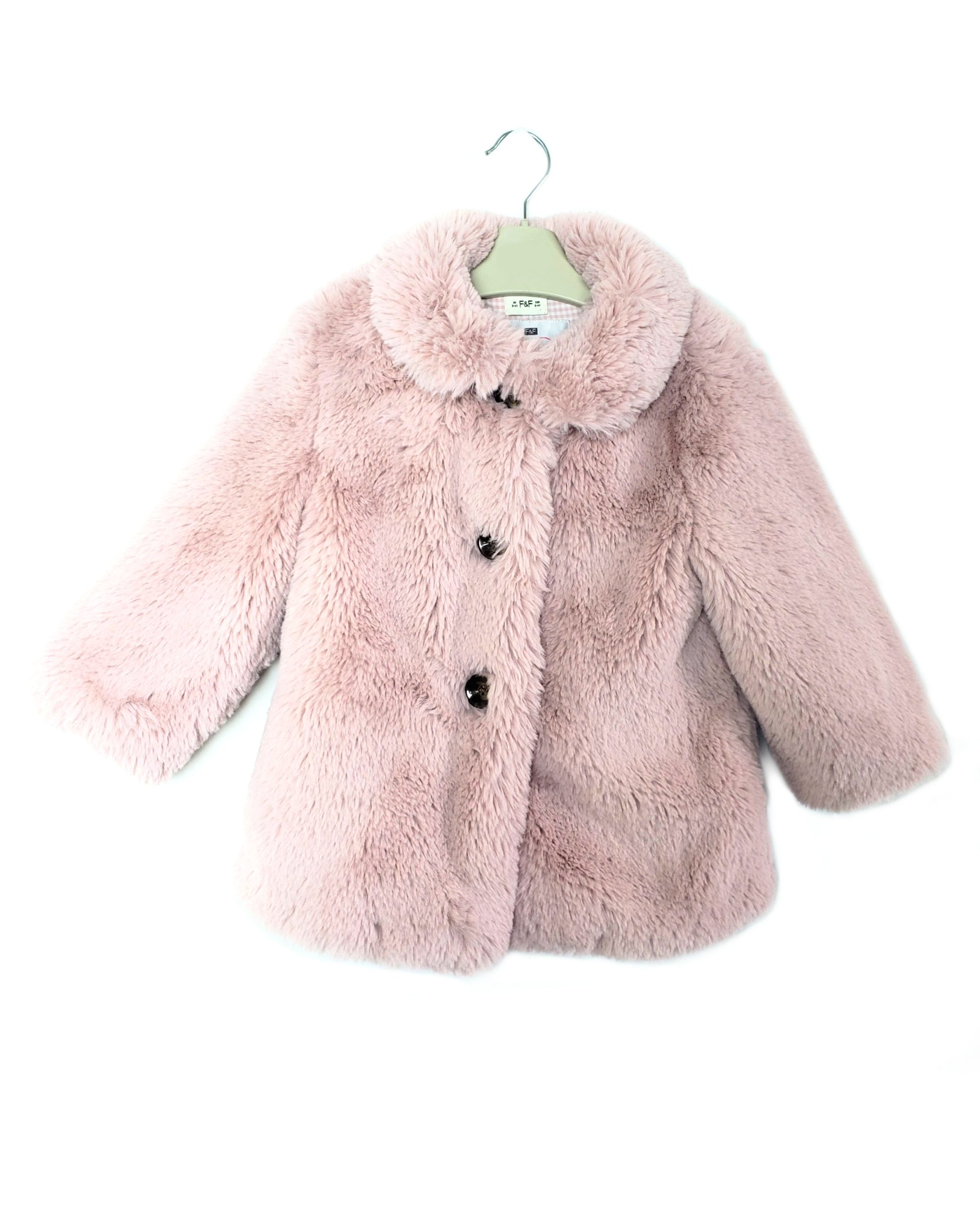 Стильне рожеве хутряне пальто для дівчинки 3-4 роки бренд F&F 2 Стильне рожеве хутряне пальто для дівчинки 3-4 роки бренд F&F - Зображення 2
