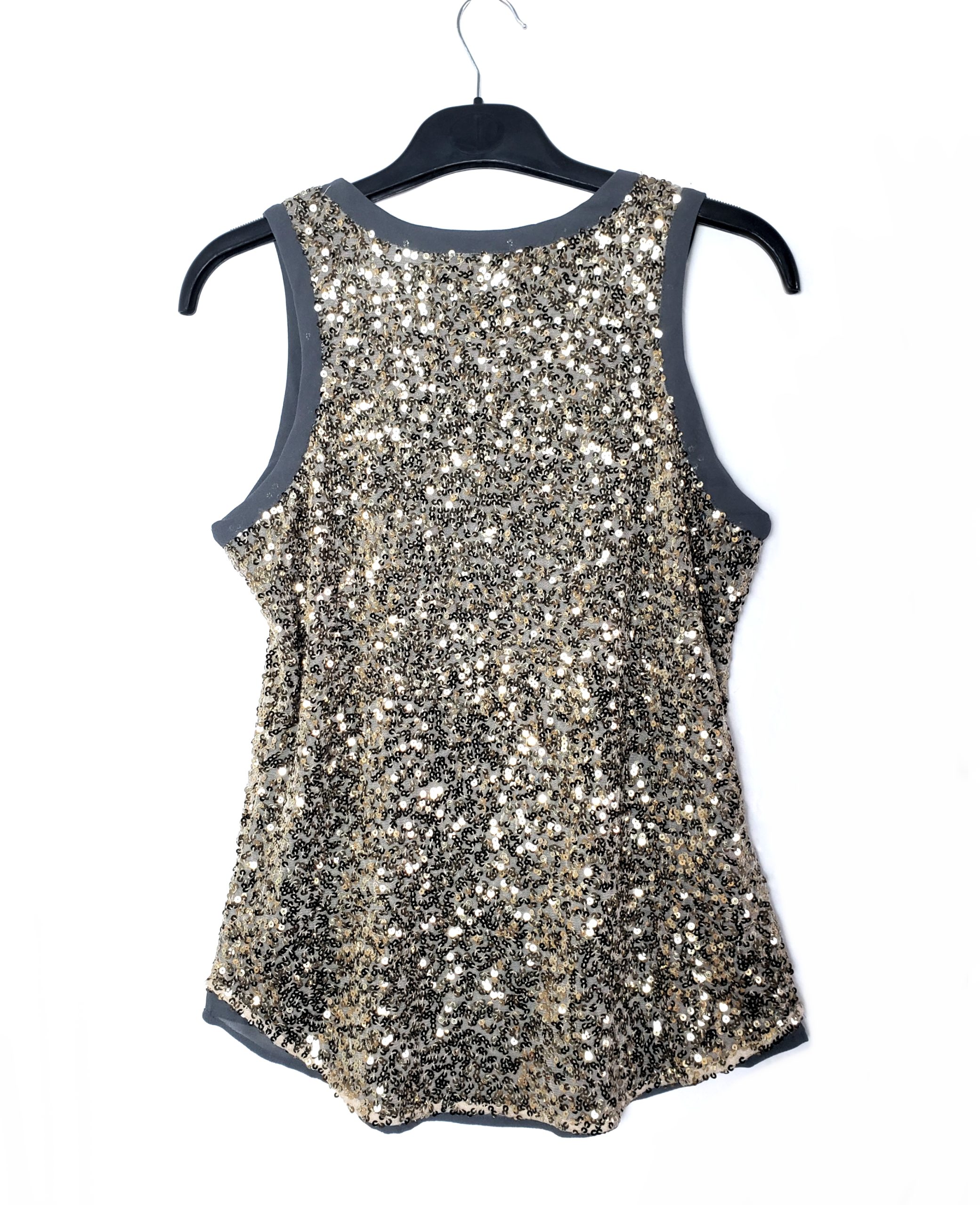 Святкова майка з паєтками сіро-золота 4 Святкова майка з паєтками сіро-золота - Зображення 4