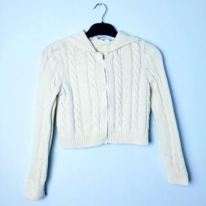 Білий в'язаний кардиган H&M з косами - светр на застібці