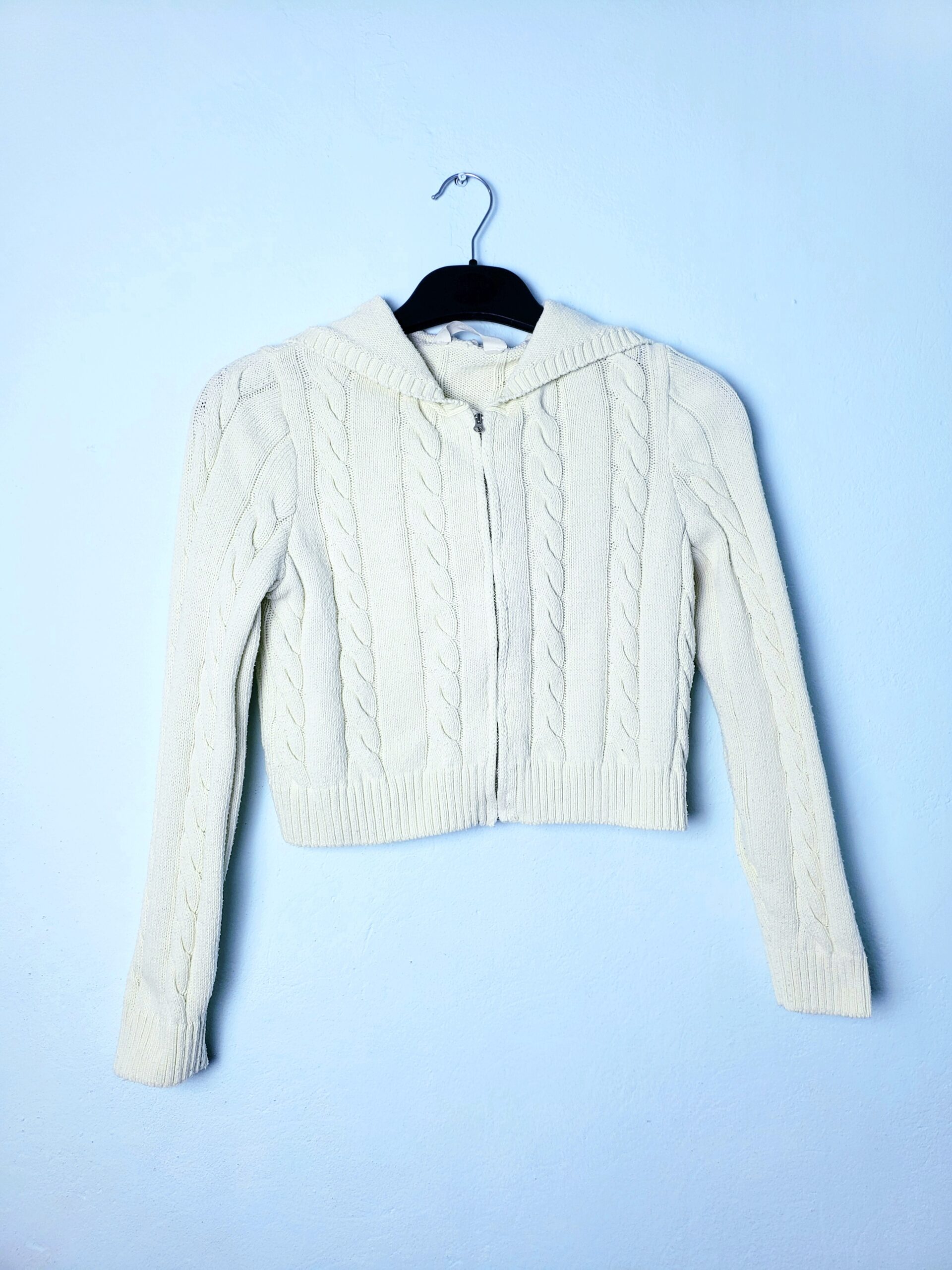 Білий в'язаний кардиган H&M з косами - светр на застібці 1 Білий в'язаний кардиган H&M з косами - светр на застібці
