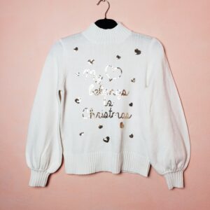 Стильний білий різдвяний светр Fashion Union - елегантний святковий трикотаж з блискучим принтом