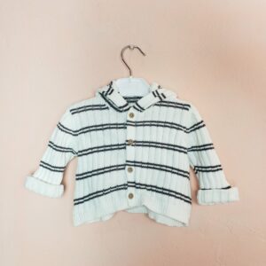 Стильний дитячий светр Primark з капюшоном - елегантний білий в сіру смужку для малюків 0-10 місяців