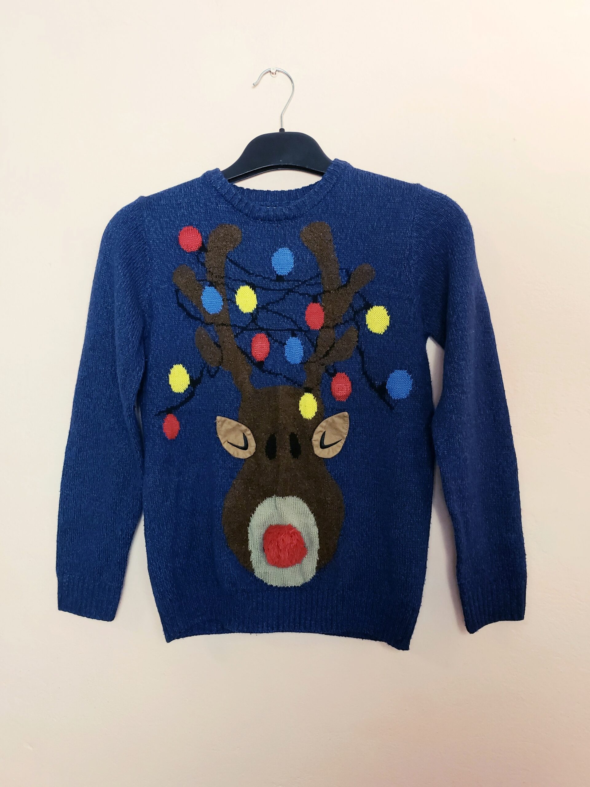 Дитячий светр з оленем темно-синій 11-12 років - теплий акриловий джемпер для дітей 1 Дитячий светр з оленем темно-синій 11-12 років - теплий акриловий джемпер для дітей