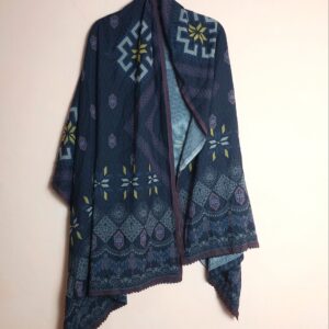 Елегантний багатокольоровий шарф з етнічним орнаментом - поліестер акрил 218 см