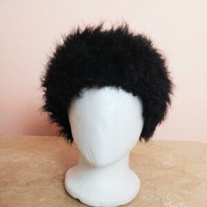 Чорна хутряна пов'язка з поліестеру - стильний зимовий головний убір