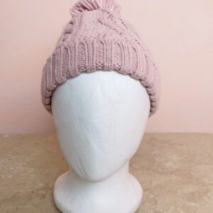 Дитяча рожева шапка з помпоном 3-6 років - в'язана шапочка для дівчинки