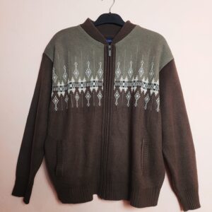 Чоловічий в'язаний кардиган TOOTAL з етнічним орнаментом - класичний светр на блискавці