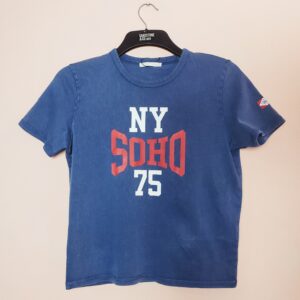 Синя бавовняна футболка з принтом NY SOHO 75 - класична футболка розмір M