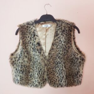 Жилетка з леопардовим принтом золотиста - стильна жіноча жилетка для осені зими