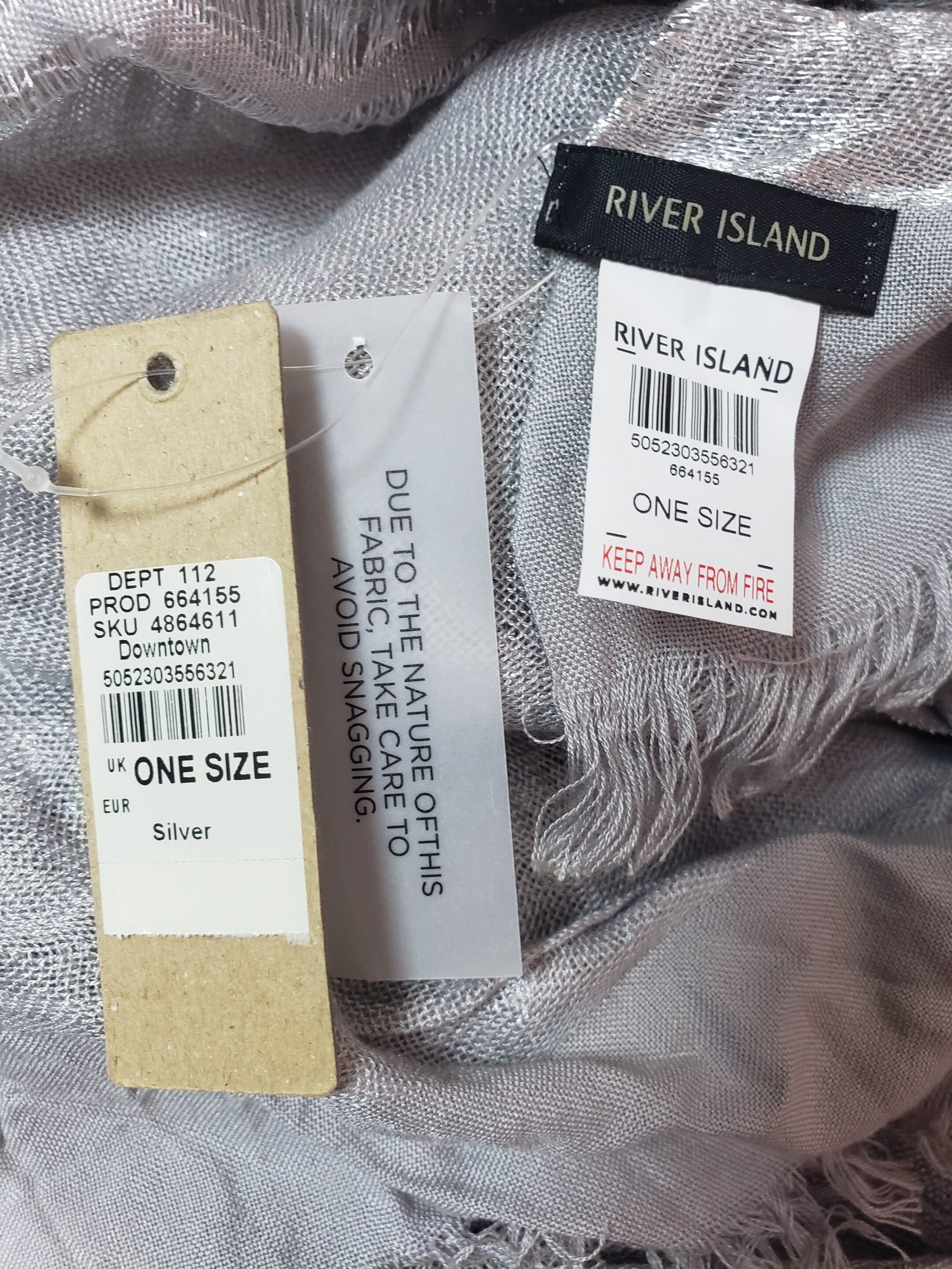 Жіноча срібляста шаль RIVER ISLAND розмір ONE SIZE 6 Жіноча срібляста шаль RIVER ISLAND розмір ONE SIZE - Зображення 6