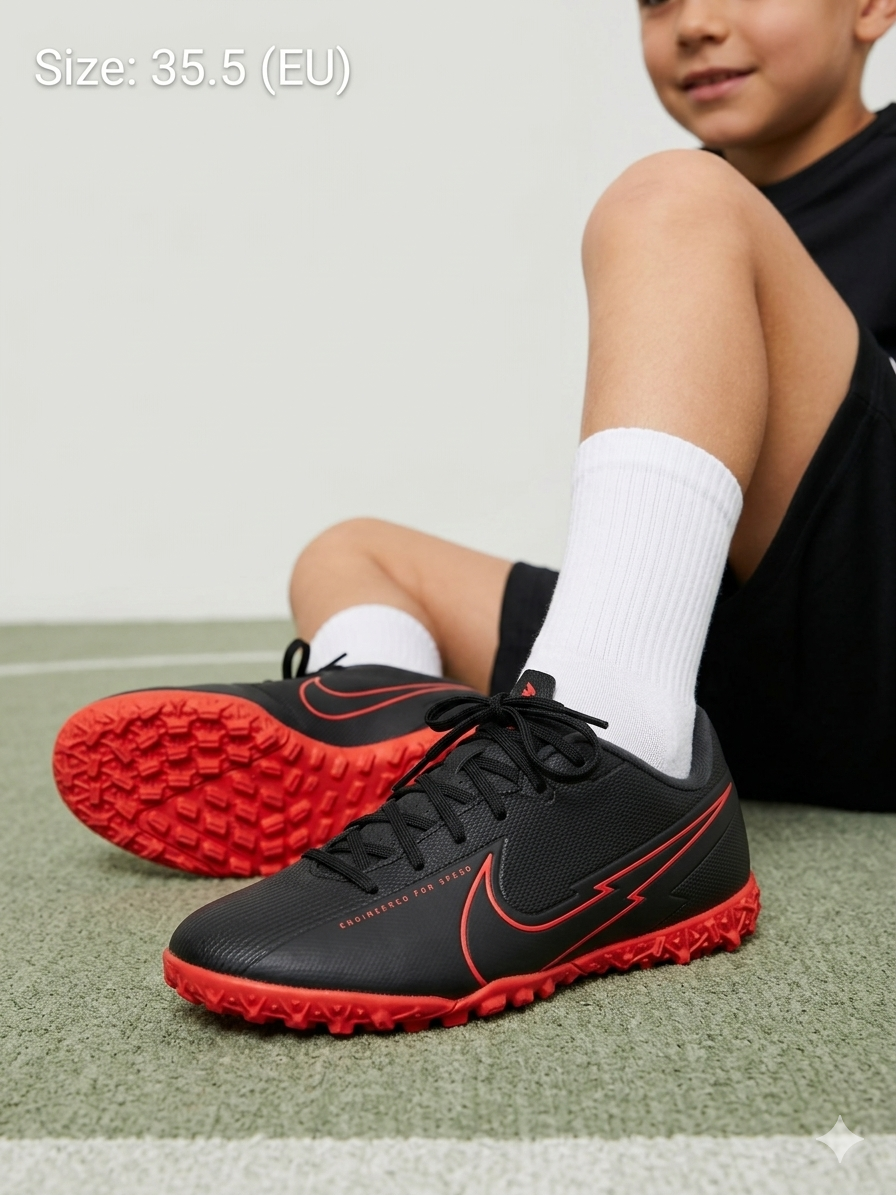 Дитячі чорні спортивні бутси Nike з червоною підошвою розмір 35.5 1 Дитячі чорні спортивні бутси Nike з червоною підошвою розмір 35.5