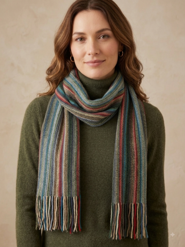 Жіночий різнокольоровий шарф William Brunton Hand Knits вовна - photo 3 3